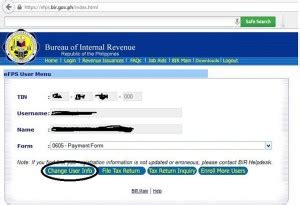 how to change password in efps bir